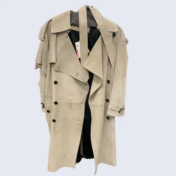 Burberry Kyrewood Suede Trench Coat Size Large - Picture 3 of 7